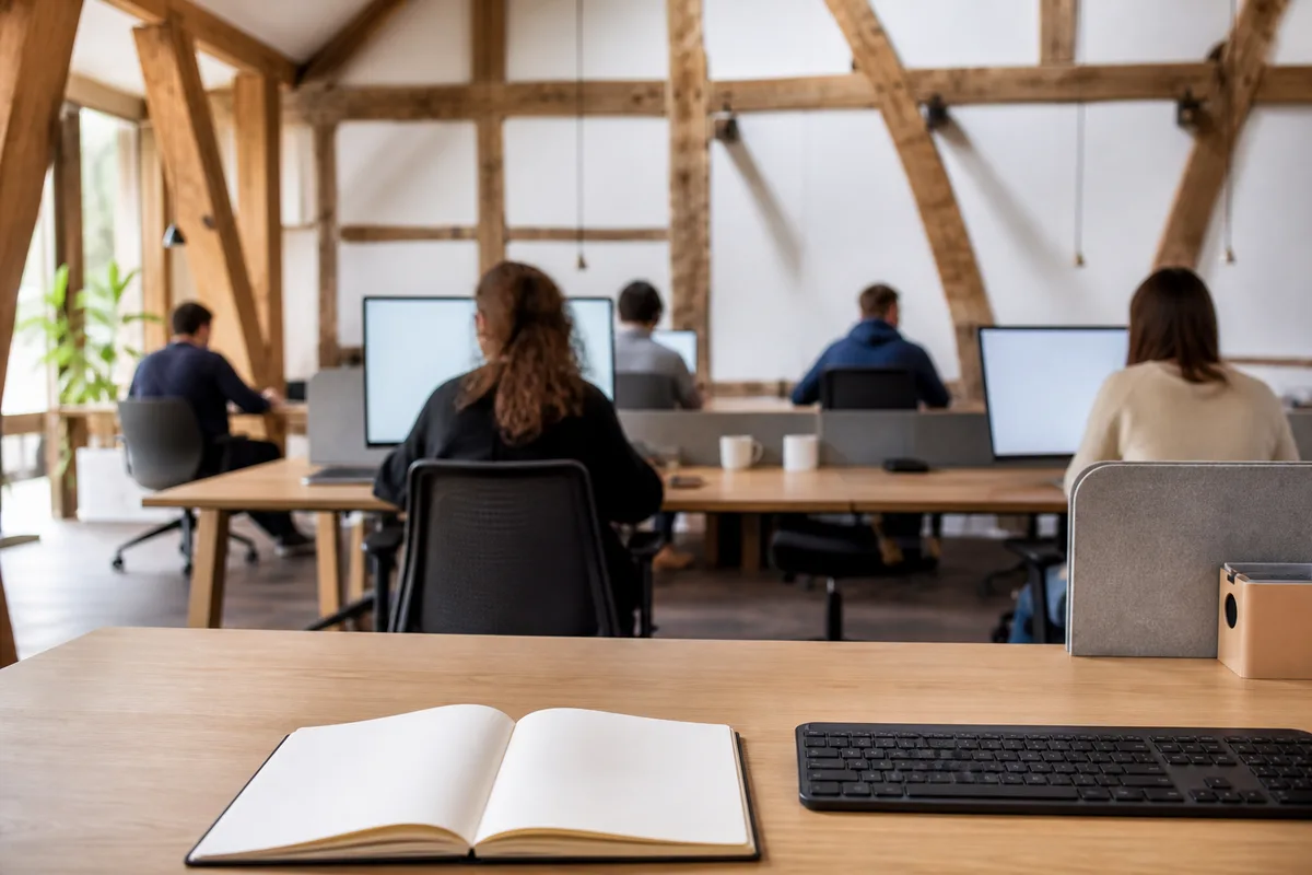 Salle de formation au numérique avec des apprenants devant leurs postes